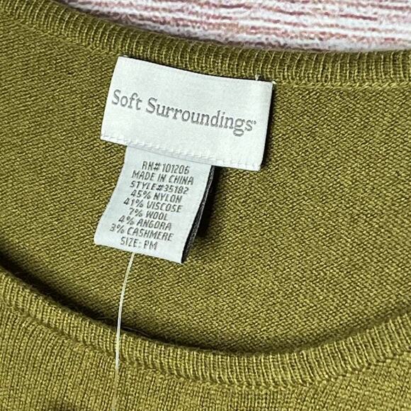 Soft Surroundings Wool Cashmere Angora Blend Green Pullover Sweater Size M New - Picture 4 of 6